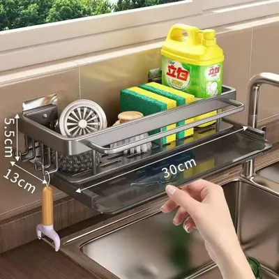 Aluminium Keuken Opbergrek | Zelf-afvoerend Gootsteenrek - Zonder Boren