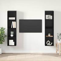 Tv-meubelset 4 pcs Zwart Eiken 37 x 37 x 72 cm Bewerkt hout