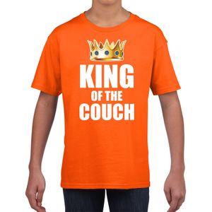 Koningsdag t-shirt king of the couch oranje voor kinderen