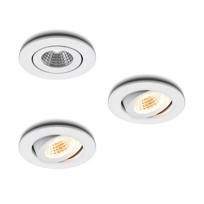 LED-inbouwspot set 3 stuks Midi wit 3W dimbaar