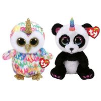 Ty - Knuffel - Beanie Buddy - Enchanted Owl & Paris Panda - thumbnail