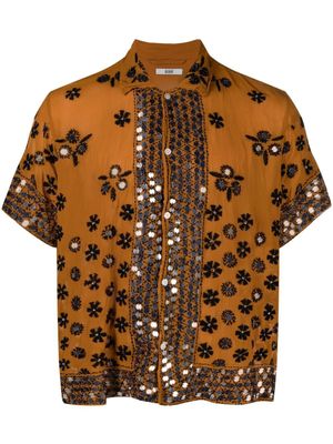 BODE chemise en coton Chunni à broderies - Marron