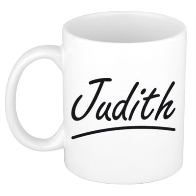 Naam cadeau mok / beker Judith met sierlijke letters 300 ml