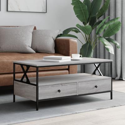 Salontafel 100x51x45 cm bewerkt hout grijs sonoma eiken