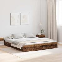 Opbergbedframe met lade Oud hout 200 x 200 cm Bewerkt hout