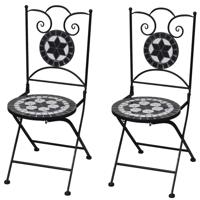 Bistrostoelen inklapbaar 2 st keramiek zwart en wit