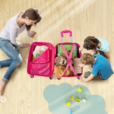 2-delig Handbagage set met Spinner-wielen Harde Koffer en Rugzak Roze Eenhoorn 12"+16"