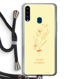 No rain no flowers: Samsung Galaxy A20s Transparant Hoesje met koord