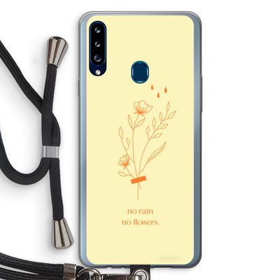 No rain no flowers: Samsung Galaxy A20s Transparant Hoesje met koord