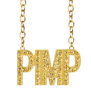 Carnaval/verkleed accessoires Pooier/pimp sieraden - schakel ketting - goud - kunststof