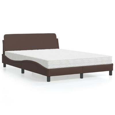 Bed met matras "Dover" kunstleer bruin 140x190 cm