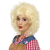 Blonde Dolly korte pruik met krullen voor dames - thumbnail