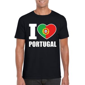 Zwart I love Portugal fan shirt heren