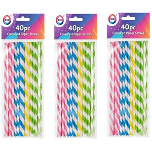 DID Drinkrietjes - papier - set 120x - multicolour kleuren - 20 cm - verjaardag/feestje