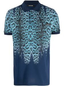 Roberto Cavalli polo en coton à imprimé léopard - Bleu