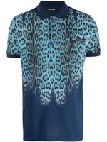 Roberto Cavalli polo en coton à imprimé léopard - Bleu