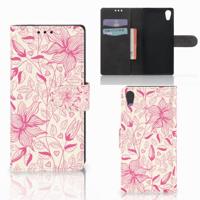 Sony Xperia XA1 Hoesje Pink Flowers | Portemonnee hoesje