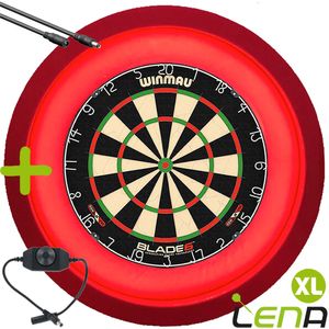 LENA Dartbord Verlichting Super Deluxe (Rood ) + Dimmer + Verlengkabel (2.5m1)