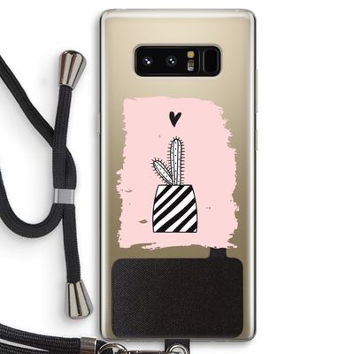 Zwart-wit cactus: Samsung Galaxy Note 8 Transparant Hoesje met koord