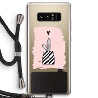 Zwart-wit cactus: Samsung Galaxy Note 8 Transparant Hoesje met koord
