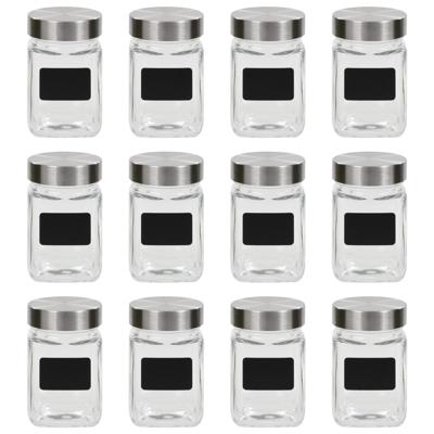 VidaXL Opbergpotten met stickers 12 st 300 ml
