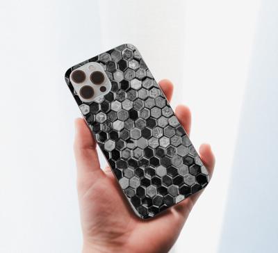 iPhone mobiel stickers Patroon met zwarte vijfhoeken