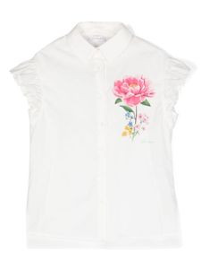 Monnalisa chemise en coton à fleurs - Blanc