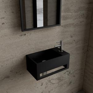 Fonteinset BWS Solid Surface Met Handdoekhouder Rechts Zwart Chroom Boss & Wessing