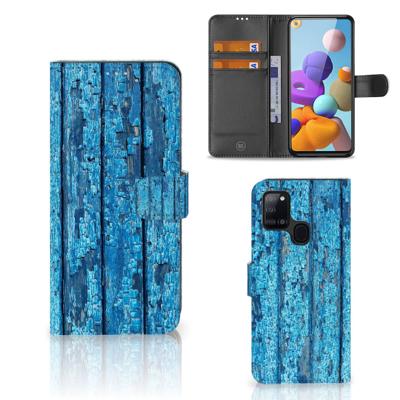 Samsung Galaxy A21s | Book Style Case | Wood Blue