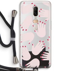 Hands pink: OnePlus 6 Transparant Hoesje met koord
