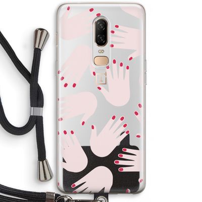 Hands pink: OnePlus 6 Transparant Hoesje met koord
