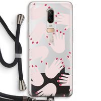 Hands pink: OnePlus 6 Transparant Hoesje met koord