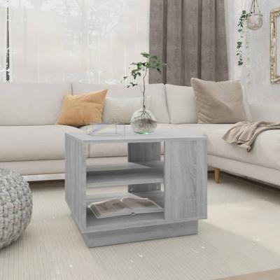 Salontafel 55x55x43 cm bewerkt hout grijs sonoma eikenkleurig