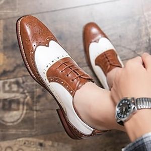 Voor heren Oxfords Derby-schoenen Bullock Shoes Jurk schoenen Wingtip schoenen Brits Bruiloft Feesten Uitgaan PU Veters Zwart Bruin Lente Herfst Lightinthebox