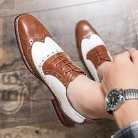 Voor heren Oxfords Derby-schoenen Bullock Shoes Jurk schoenen Wingtip schoenen Brits Bruiloft Feesten Uitgaan PU Veters Zwart Bruin Lente Herfst Lightinthebox - thumbnail