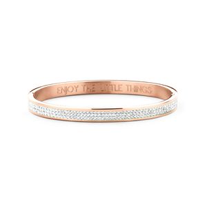 CO88 Collection Sparkle 8CB 90308 Stalen Bangle met Kristallen - One-size (58x49x6 mm) - Rosékleurig / Wit