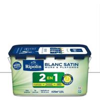 2 in 1 muur- en plafondverf - Satijnwit - RIPOLIN - 2,5 L