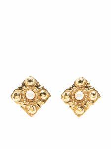 CHANEL Pre-Owned boucles d'oreilles clip Rhombus à perles (années 1990)