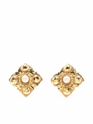 CHANEL Pre-Owned boucles d'oreilles clip Rhombus à perles (années 1990)