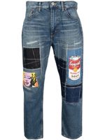 Junya Watanabe MAN jean à détails patchwork - Bleu