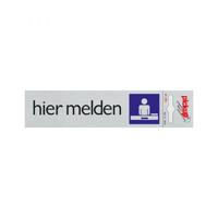 Bord Alulook Hier melden - 165x44 mm zelfklevend.