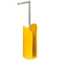 5Five Staande wc/toiletrolhouder - met reservoir - flexibele stang - geel - 59 cm - metaal