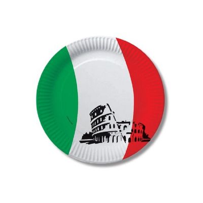 40x stuks Italie vlag thema kartonnen feest bordjes 23 cm