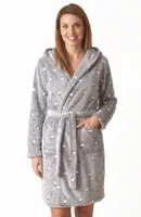 Cocodream dames badjas fleece - Dots - Warme winter ochtendjas - Badjassen dames