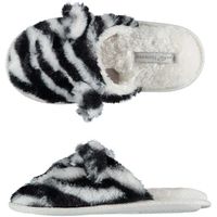 Meisjes instap slippers/pantoffels zebra print maat 31-32 - thumbnail