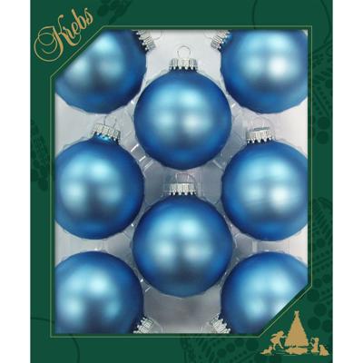Krebs Kerstballen - 8x velvet blauw glas 7 cm