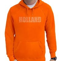 Glitter Holland hoodie oranje rhinestone steentjes voor heren Nederland supporter EK/ WK Glitter Holland hoodie oranje rhinestone steentjes voor heren Nederland supporter EK/ WK