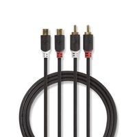 Stereo audiokabel | 2x RCA male - 2x RCA female | 2,0 m | Antraciet [CABW24205AT20]