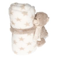 Baby/kinder wit dekentje met knuffelbeer   - - thumbnail