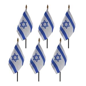 Israel - 6x - mini vlaggetje van 10 x 15 cm op stokje - Landen vlag - H27 cm